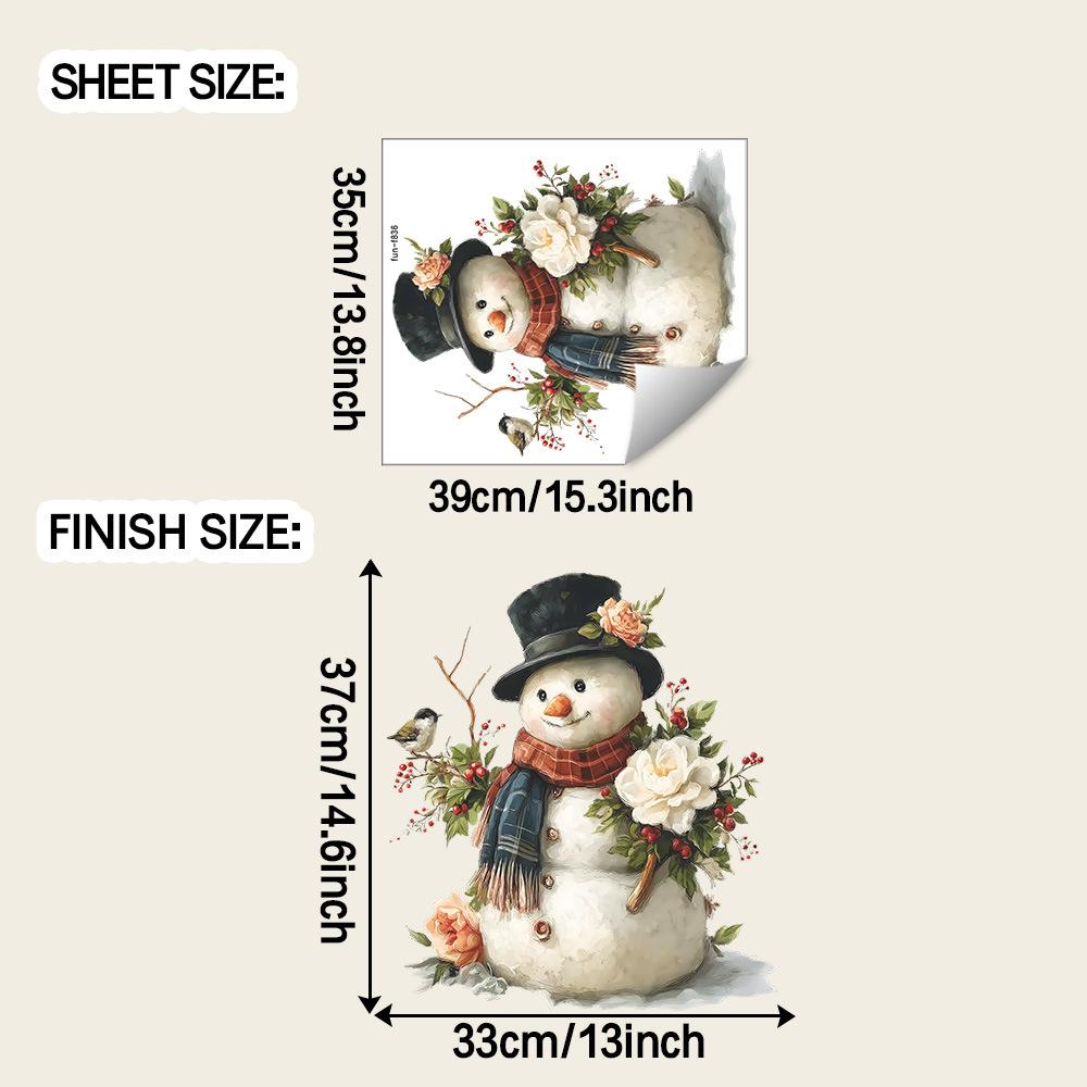 

Раскрашенный Рождественский Снеговик Цветы Фрукты Птицы Праздничное Украшение Дома Наклейки на Стену