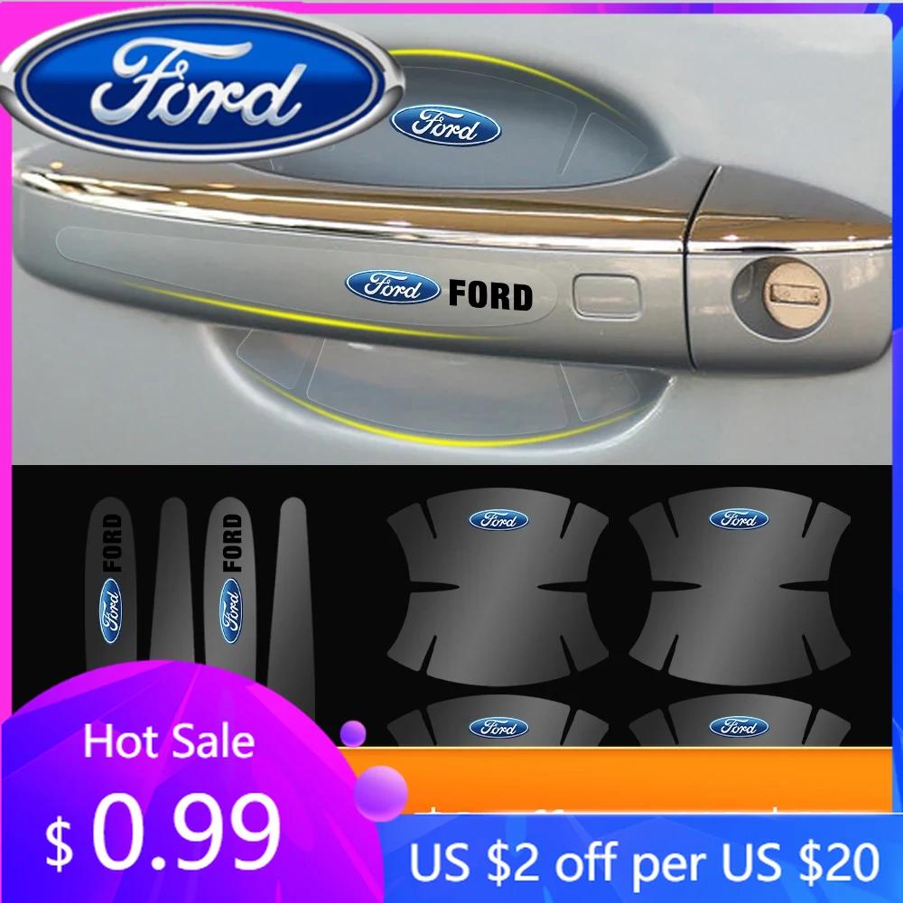 New 2026 Car Sticker Ford New 2025 Hot 8Pcs Car Anti-scratch Protective Film Door Handle Bowl Logo Sticker for Ford Focus Mustan