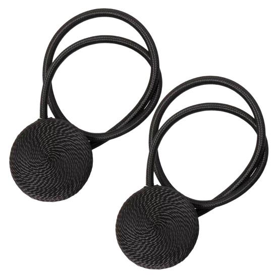 Magnetische Vorhangschnallen, starker Magnet, keine Löcher, Vorhang-Raffhalter aus Polyester, rundes Design, für Wohnzimmer und Schlafzimmer, 2er-Pack