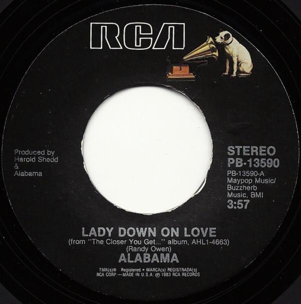 

7inch Record ALABAMA - Lady Down On Love PB13590 RCA 1983 US Folk Used