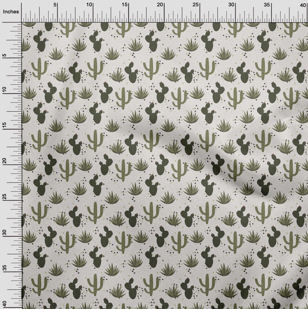 oneOone Georgette Viscose Dark Olive Green Fabric Cactus Sewing Material Print Fabric By The Yard 42 Inch