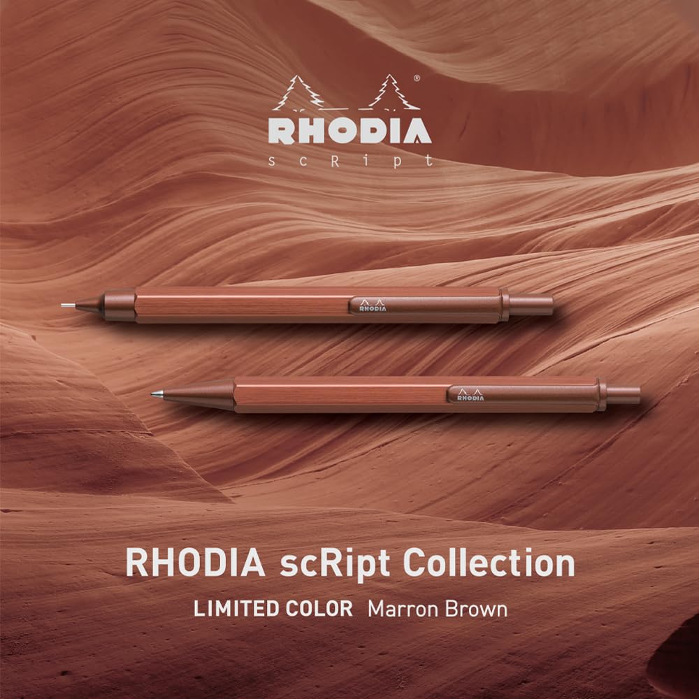 Rhodia Ballpoint Pen Script 0.7mm Hexagonal Shaft Aluminum Body Hairline Processing Low Viscosity Oil Ink Maron Brown RHODIA cf9346