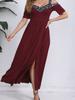 Summer New Women's  Off-Shoulder Strap Fashion High-Slit Dress for Women