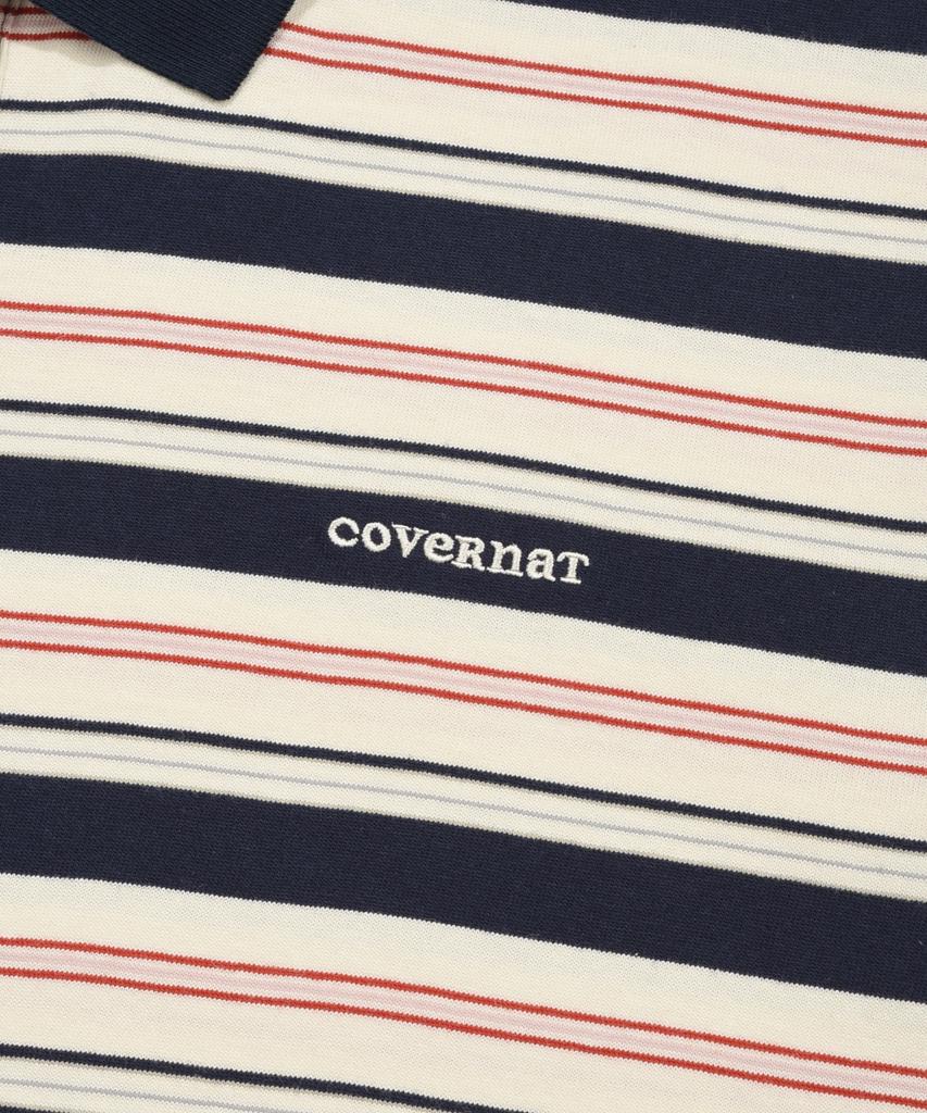 COVERNAT WOMAN Collared Stripe T-Shirt Navy