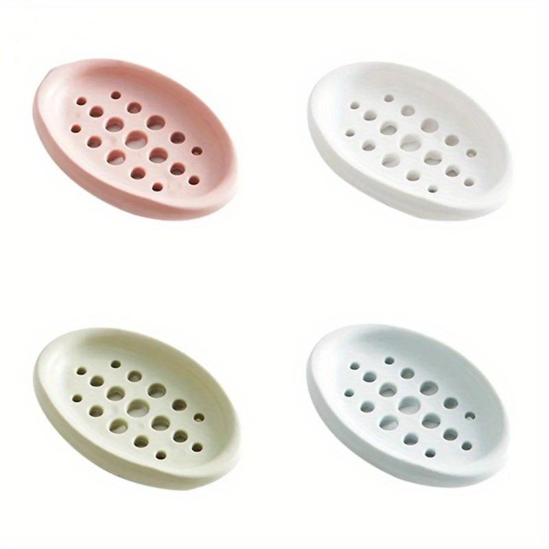 Oval Soap Dish With Drain Self-Draining Multifunctional Bathroom Soap Holder Storage Rack One per each color