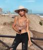 European & American Fashion Rhinestone Chain Strap Deep V Backless Crop Top