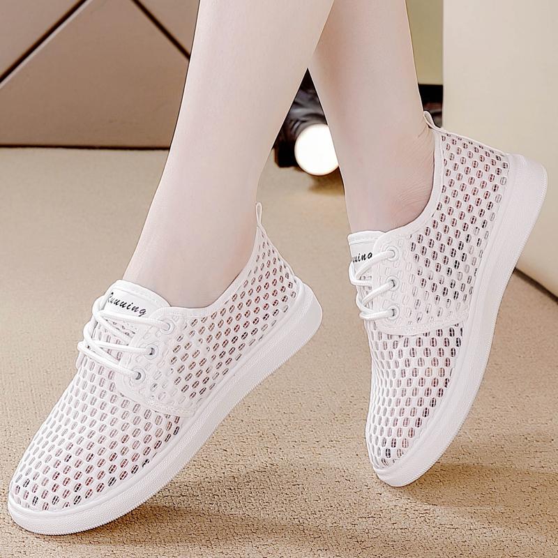 Women's Summer 2026 White Mesh Breathable Lightweight Sports Casual Shoes