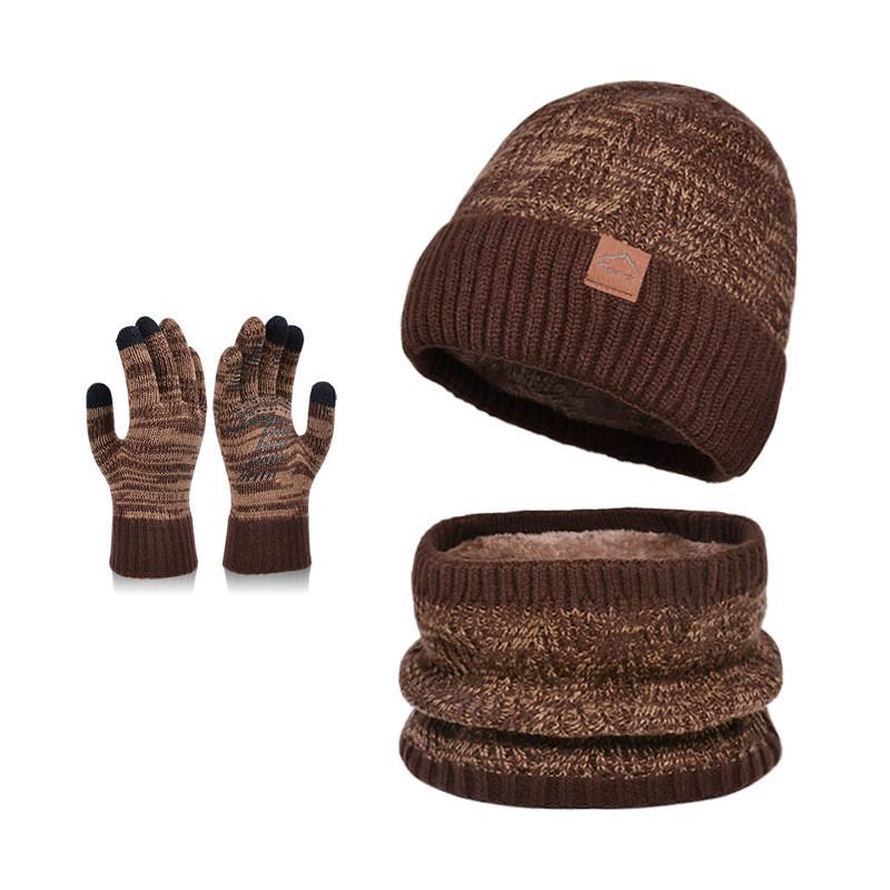 Knitted Winter Hat And Gloves Set With Fleece Lining For Men And Women