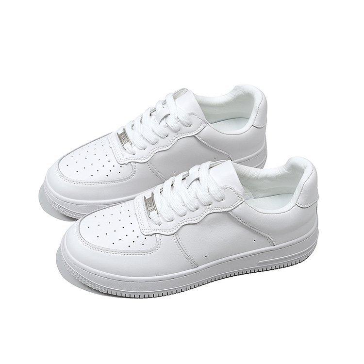 

Мужские и женские одинаковые белые туфли из натуральной кожи, весна и осень 2025, на толстой подошве, дышащие и универсальные повседневные кеды для мужчин и женщин 44