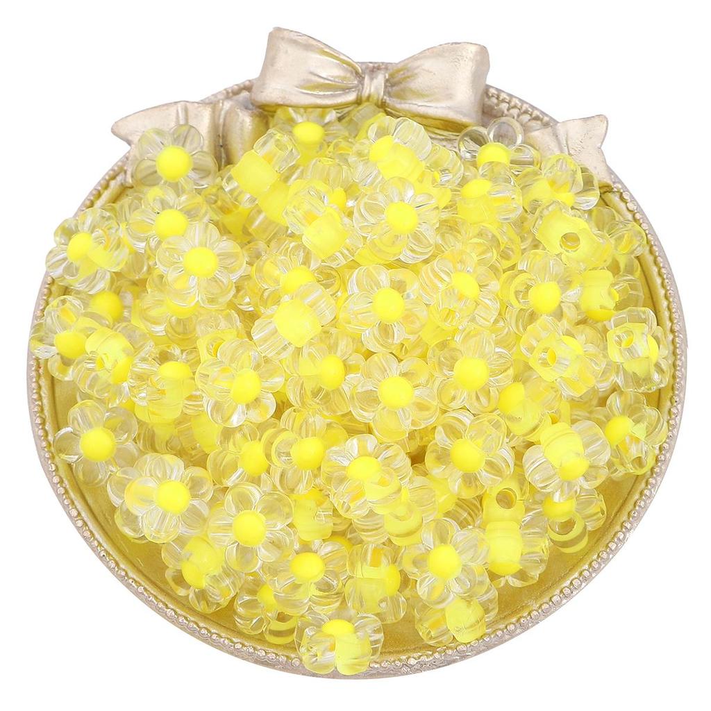50Pcs 12mm Clear Acrylic Flowers Beads Loose Spacer Beads for Jewelry Making