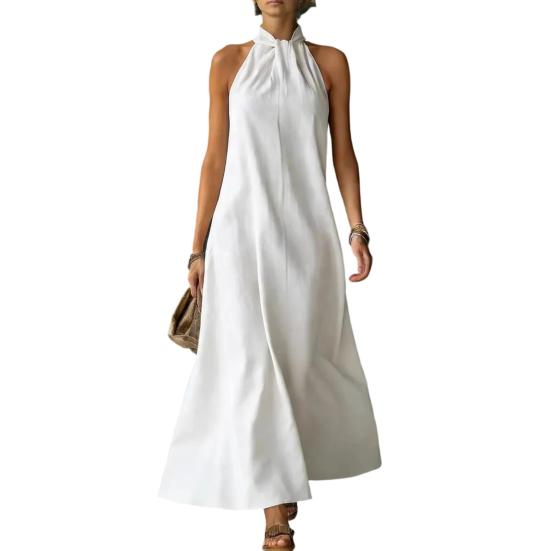 

Summer Maxi Dress for Women Sleeveless Halter A-line Long Dress Casual Flowy Beach Vacation Sundress XXXL