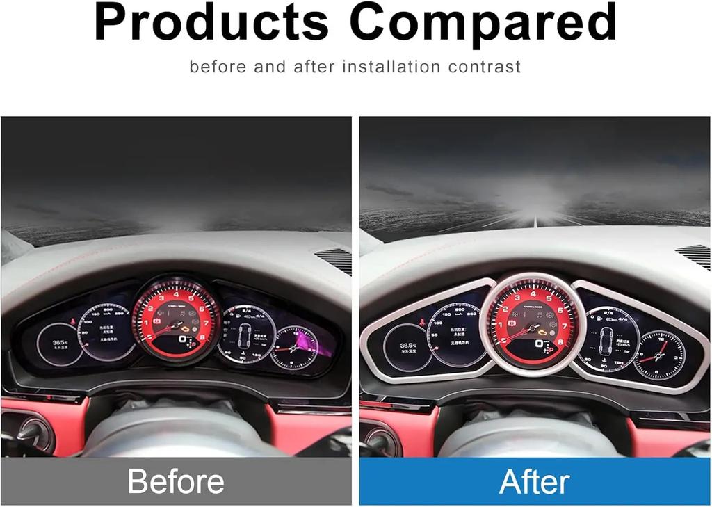 Armaturenbrett-Panel-Verkleidung Kompatibel mit Porsche Cayenne 2018-2020 Silberne Armaturenbrett-Rahmenabdeckung