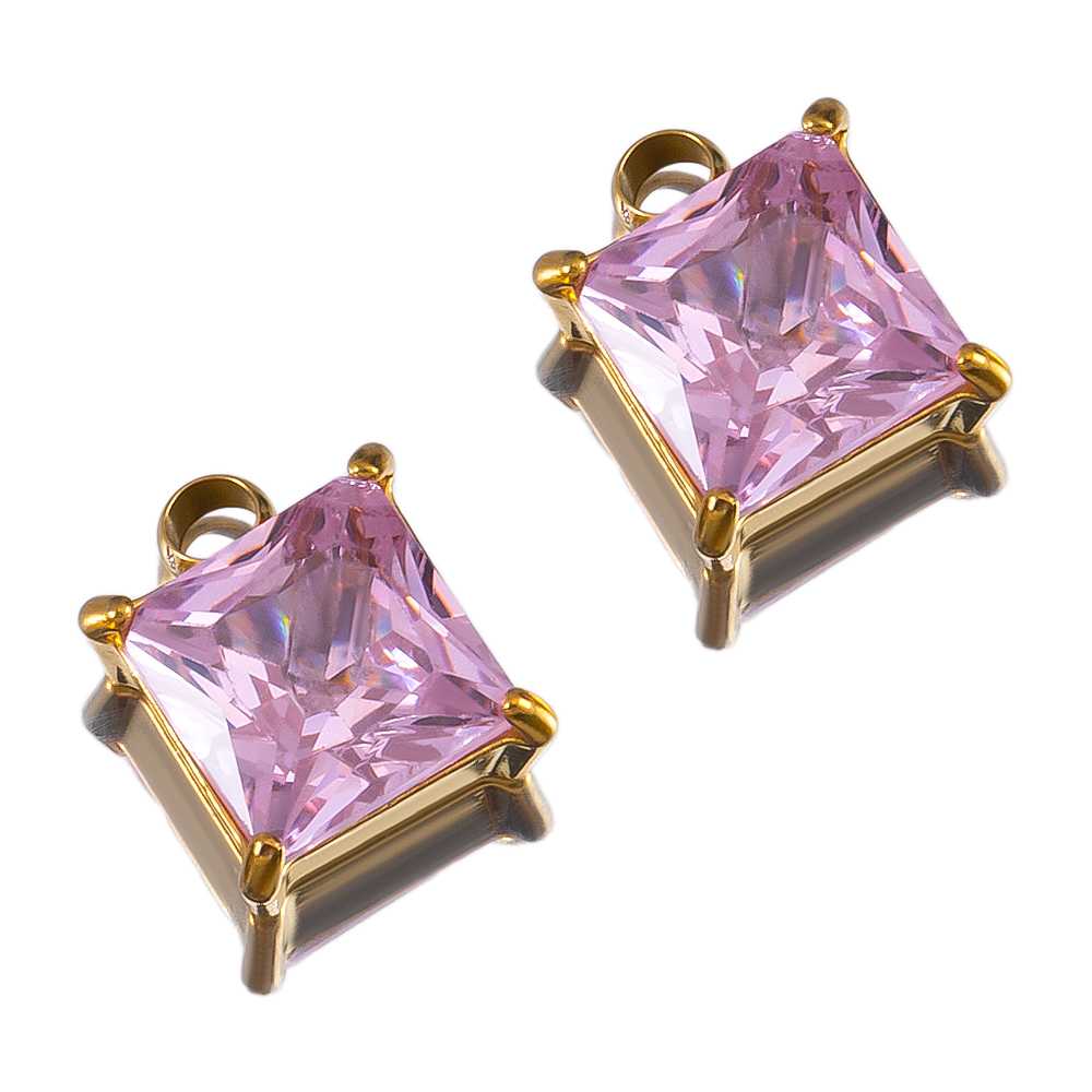 2pcs Gentle Pink Enamel Stainless Steel Charms Rose Flower Starfish Butterfly Necklace Pendant Women DIY Earring Jewelry Making