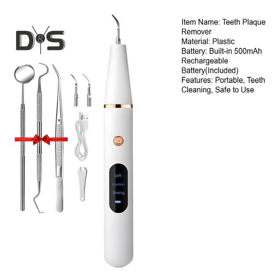 Ultrasonic Teeth Plaque Remover Portable Electric Dental Scaler USB Rechargeable Dental Calculus Removal Device Tartar Eliminator Teeth Cleaning