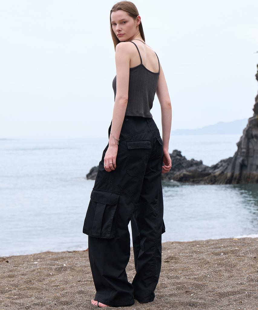 NOIRER FOR WOMAN Cotton Field Wide Pants (Black)