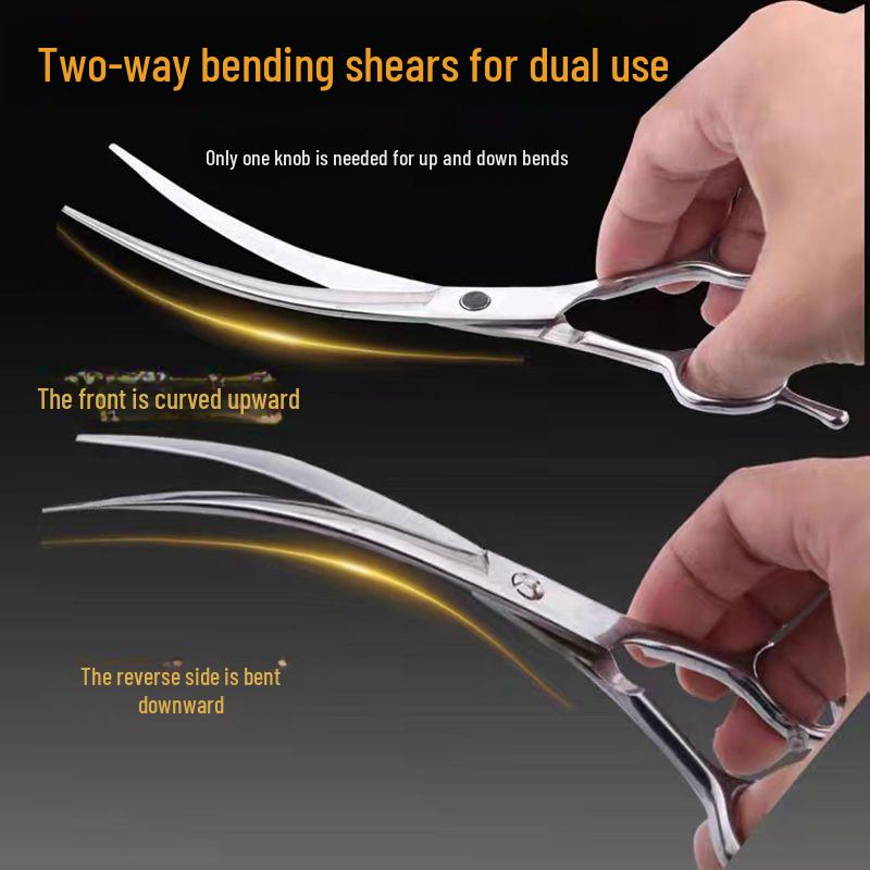 Pet Grooming Scissors: Straight & Curved for Dog Hair and Teddy Bear Trimming