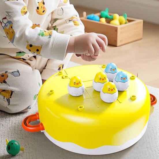 1 Set Chicken Launching Fishing Toy Rotating Turntable Cartoon Chick Bounce Catch Board Game Interactive Toddlers Educational
