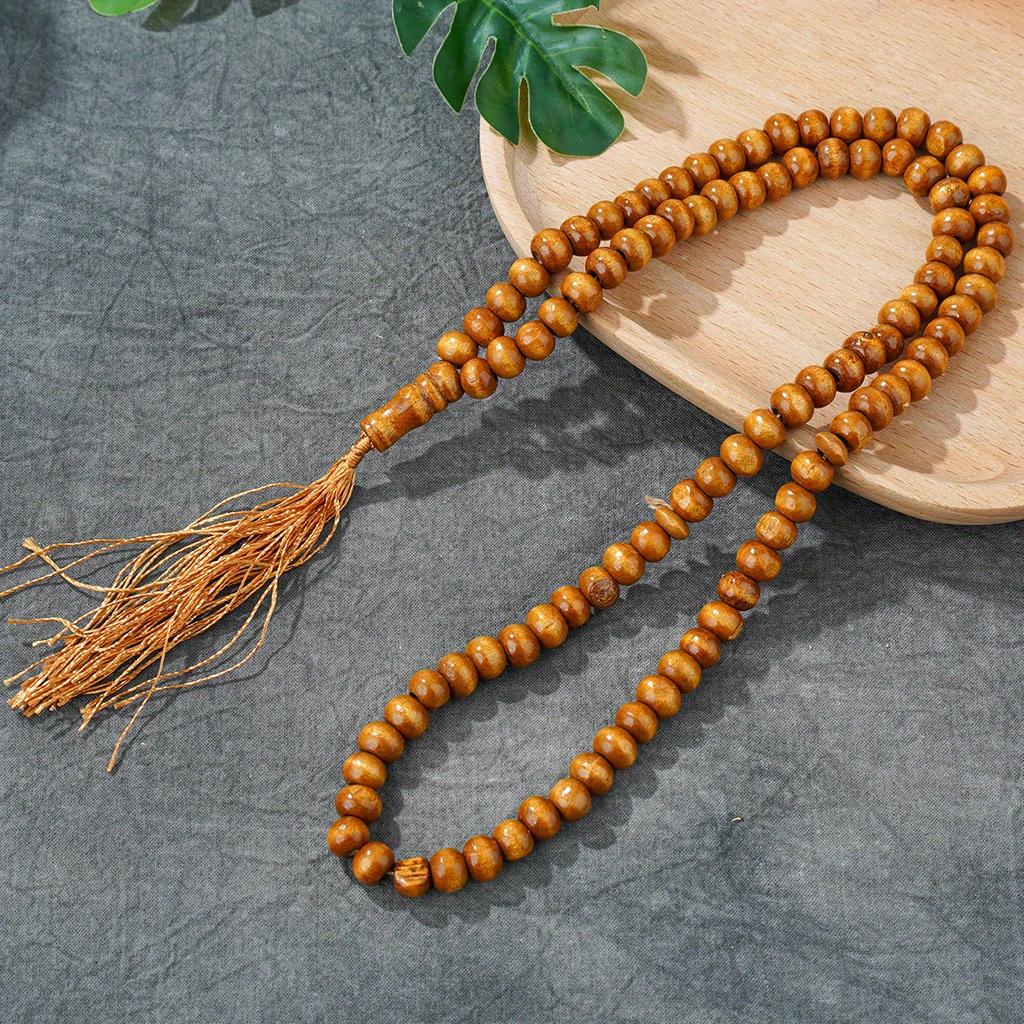 99 korálků muslimské modlitební korálky elegantní dřevěné islámské modlitební počítací střapec denní modlitební korálky elegantní modlitební korálky | korálky s hladkou texturou,