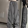 Women Large Pocket Cargo Pants 2025 Spring Summer New Style Loose Slimming Casual Sports Wide Leg Pants
