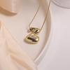 Gold Plated Balloon 26 Letter Necklaces Smooth Stainless Steel Bubble Initial Pendant Chunky Women Personality Chain Jewelry