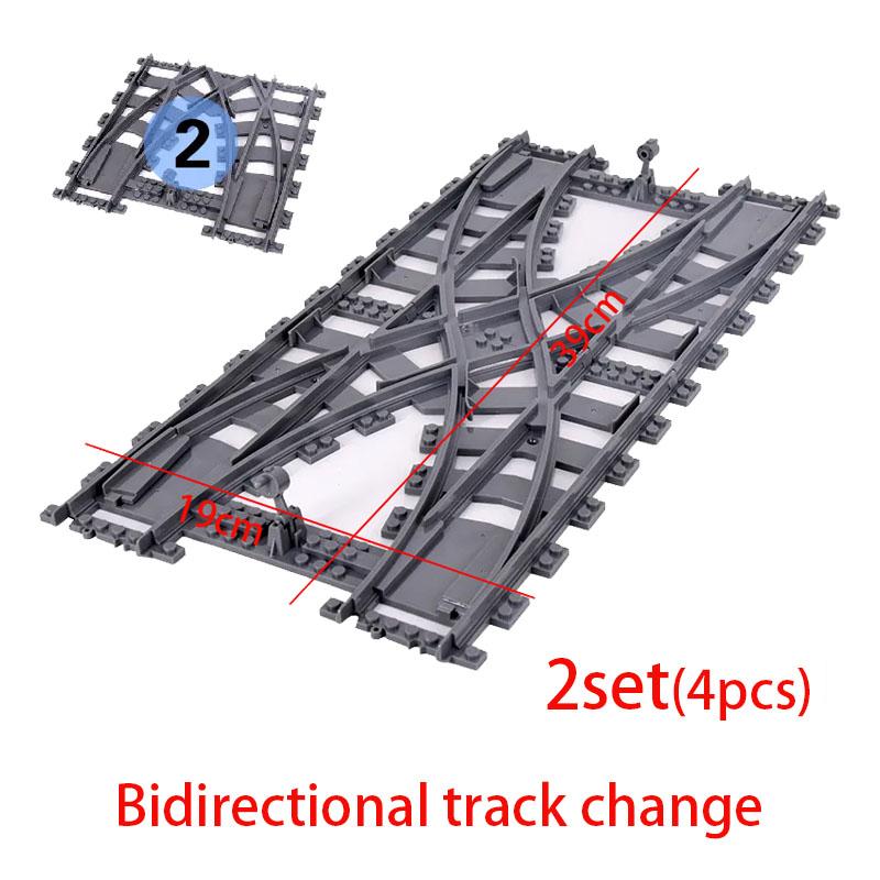 City Trains Left and Right Points Flexible Switch Railway Crossing Tracks Rails Forked Straight Curved Building Block Bricks Toy