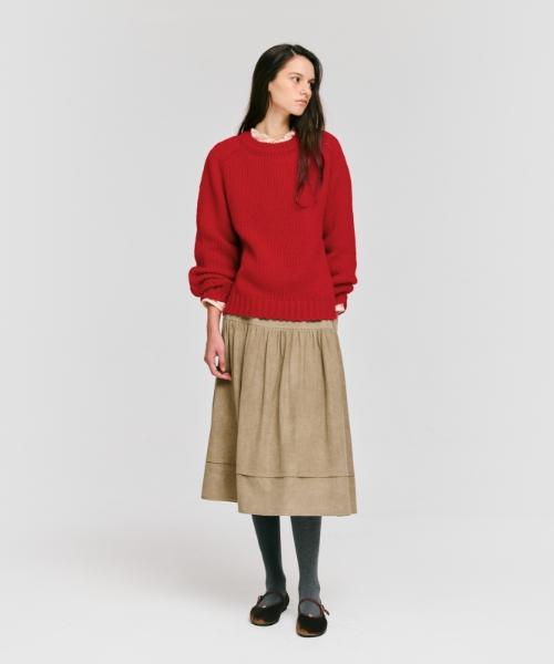 DEPOUND Raglan Round Neck Pullover [Red]