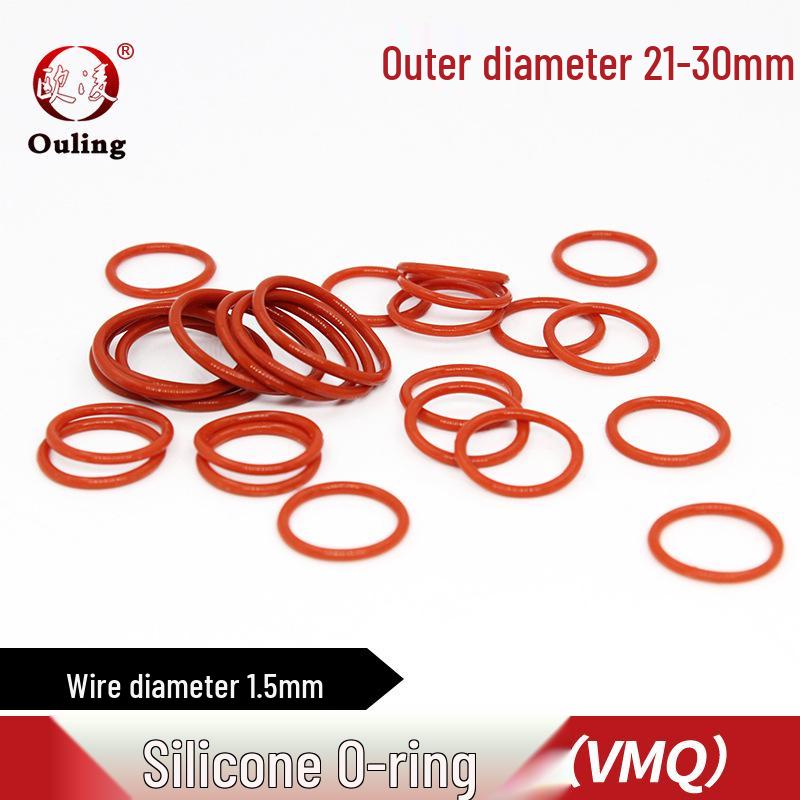 Red Silicone O-ring, OD 21-30mm, 1.5mm Cross-Section Diameter OD 21mm * 1.5mm (5 pieces) Red Silicone O-ring