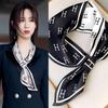French polka dot silk scarf neck women's new high-end long strip matching shirt Korean thin small scarf