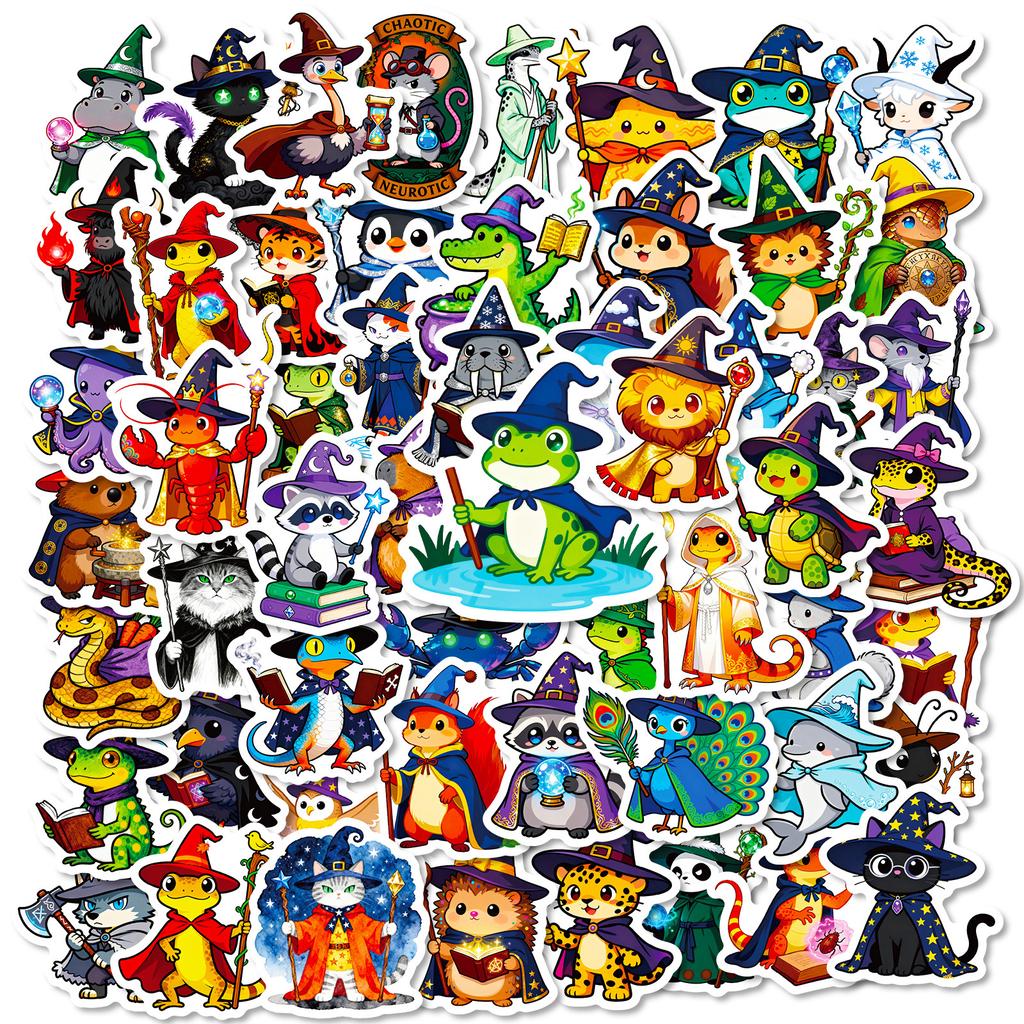 56 Cartoon Animal Wizard Graffiti Stickers Do Not Repeat Creative Cute Animal Waterproof Decorative Stickers