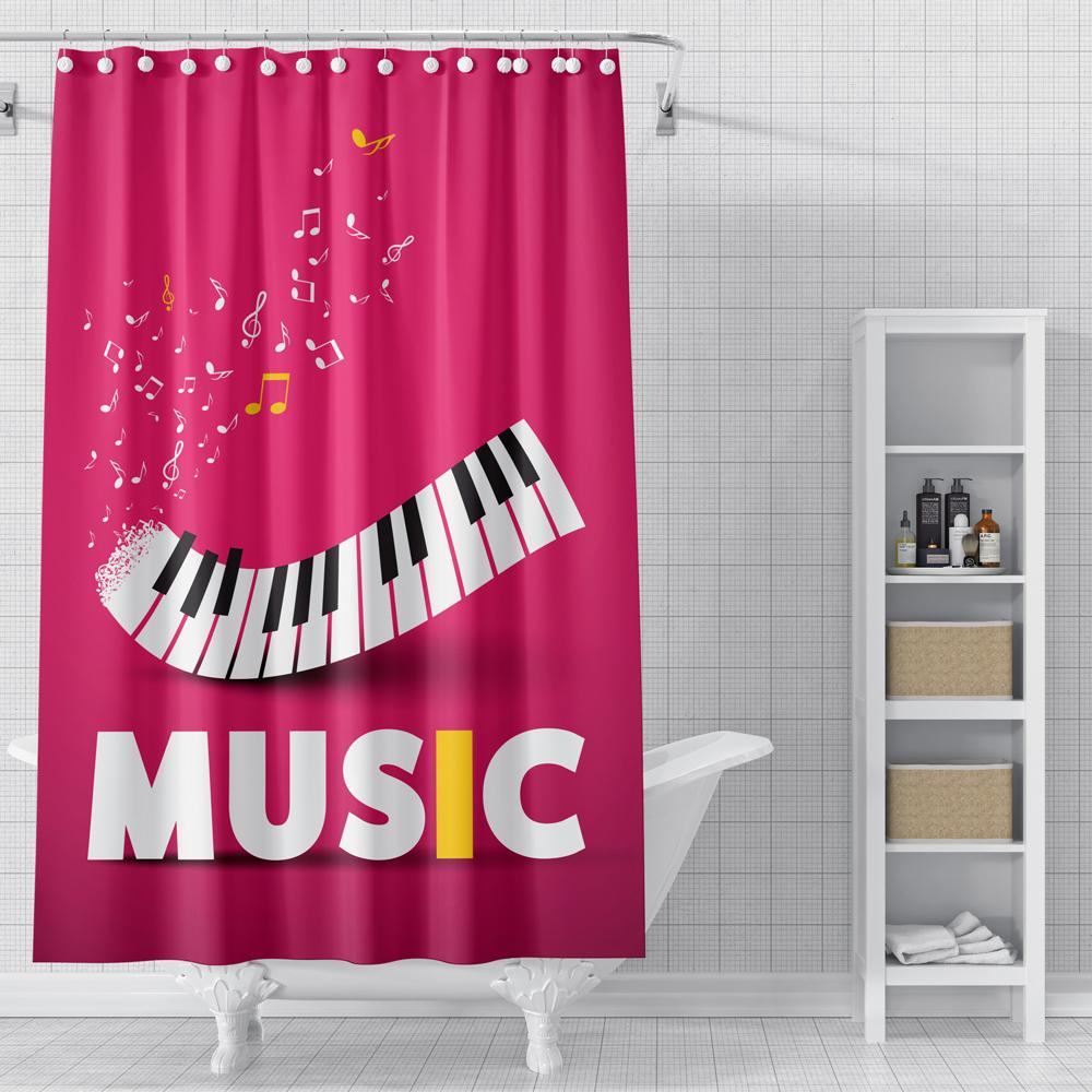 Piano Key Music Shower Curtain For Bathroom Musical Notes Waterproof Bathroom Shower Curtain Romantic Elegant Bath Bathtub Decor