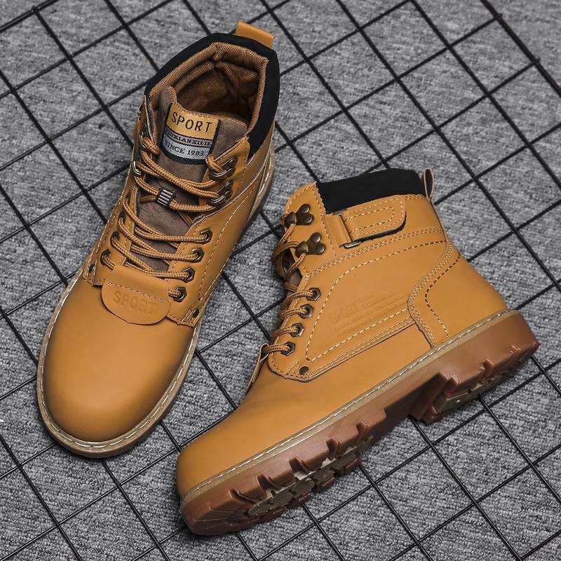 Big Yellow Boots Retro Locomotive Martin Boots Casual Boots British High Top Boots