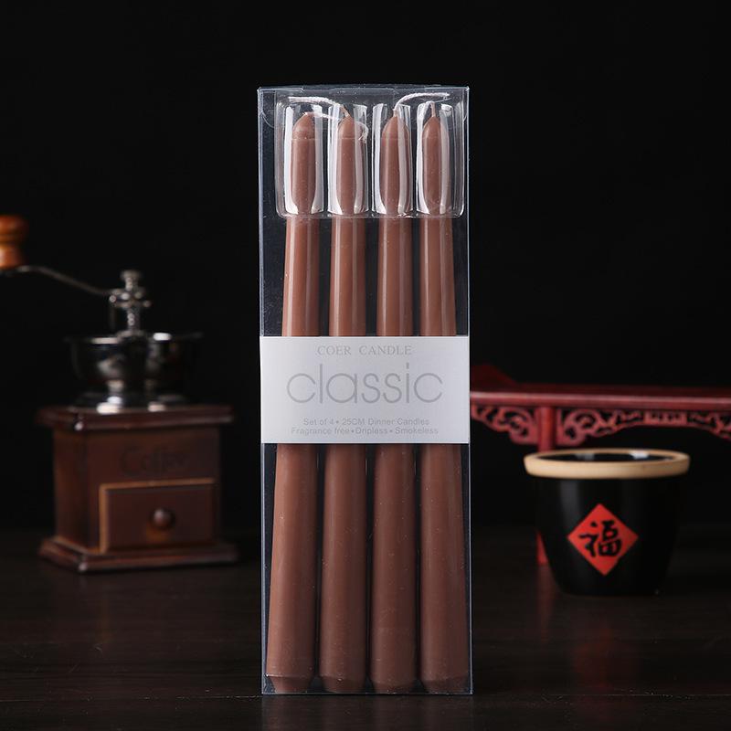 4 Pieces/box Straight Candles 2.2*25cm Color Western Restaurant European Red and White Long Candles 2 Pieces