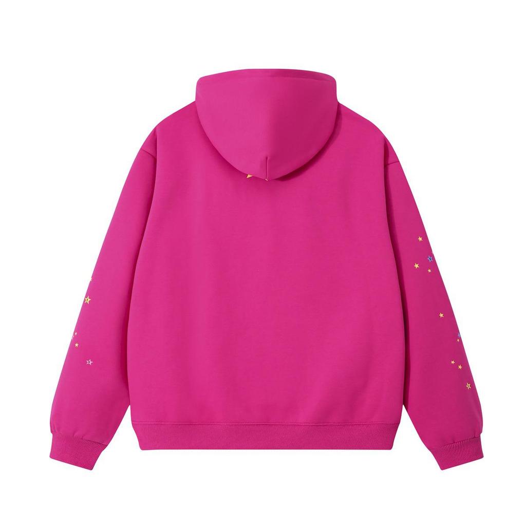Young Thug Style Foam Letter Hoodie - Pink Hip-Hop Sweatshirt for Couples