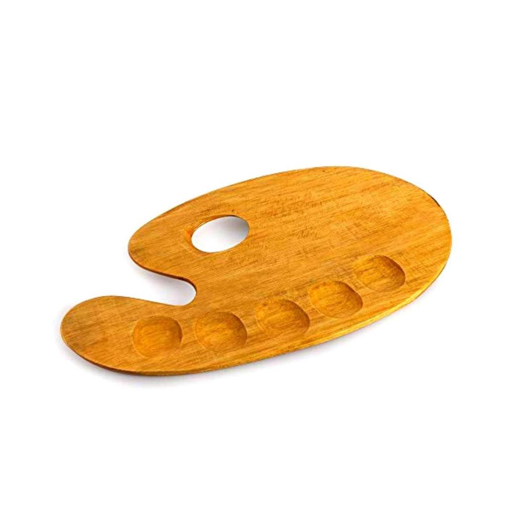 Wooden Painting Palette - 36x21cm Handmade Paint Palette with Thumb Hole for Acrylic, Oil, Gouache Watercolor Painting