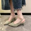 Summer  Women's Shoes 2024 High Quality Baotou Women's Sandals Fashionable Mid-heel One-line Buckle Women's High Heels
