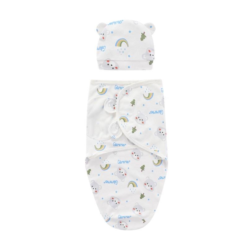 Newborn Cotton Baby Swaddle Sleeping Bag Soft Breathable Anti-Kick Cartoon Pattern Nordic Style for Spring/Summer/Autumn