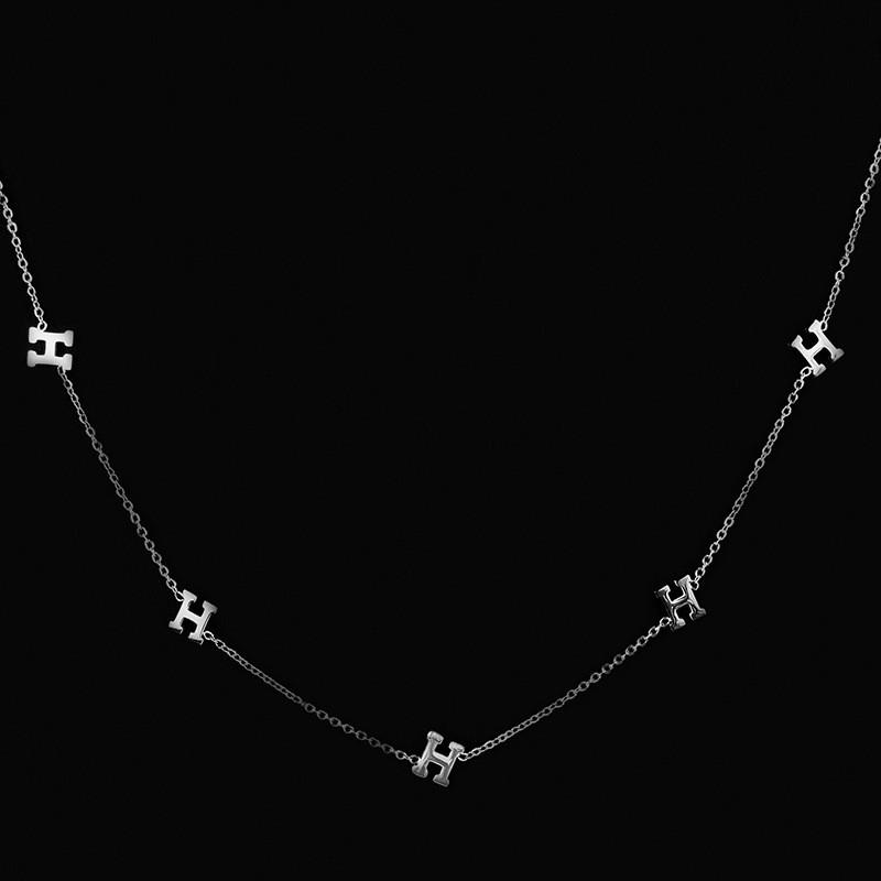 

Ожерелье с буквами H не выцветает, ожерелье из титановой стали для женщин платиновый