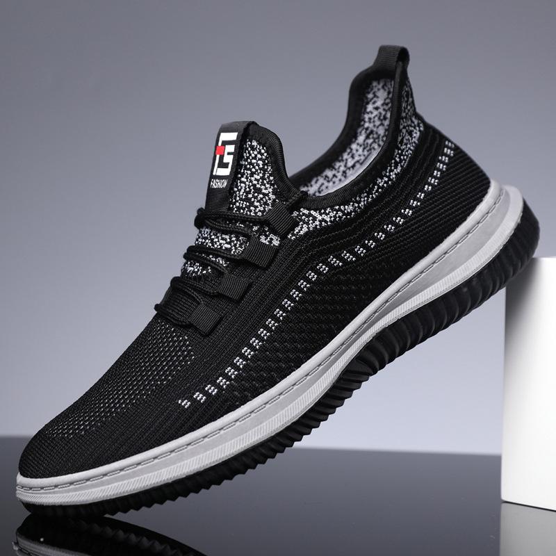 

Мужская обувь 2024 года летняя дышащая сетчатая тканевая обувь старого Пекина мужская тонкая спортивная и повседневная обувь мужская легкая обувь из летучего трикотажа 44 чёрный