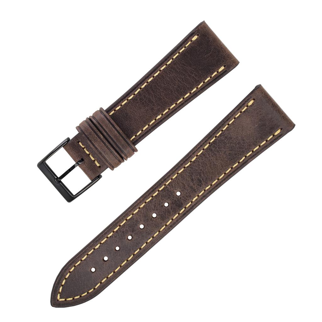 Genuine Cowhide Leather Watch Strap Universal Plain Watch Belt Women Men Smart Watch Band 20mm 24mm