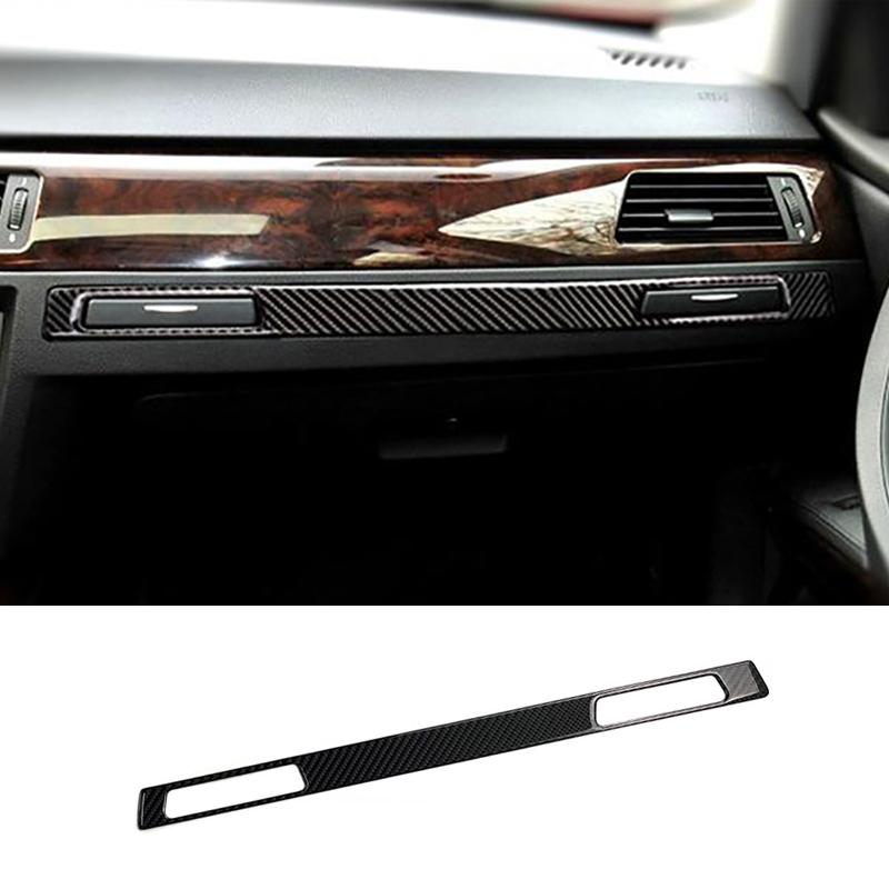 Carbon Fiber Auto Center Control Co-pilot Water Cup Holder Panel Cover Sticker Trim For BMW E90 E92 E93 Car Interior Accessories