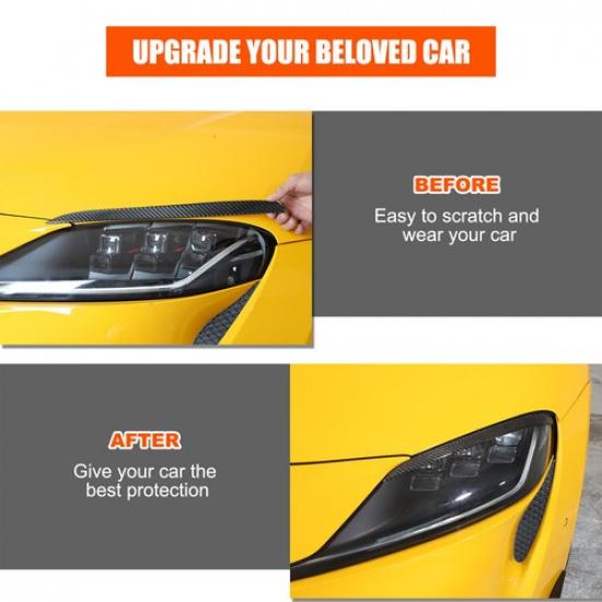 Soft Carbon Fiber Front Headlight Eyebrow Trim Sticker For Toyota Supra A90 19+