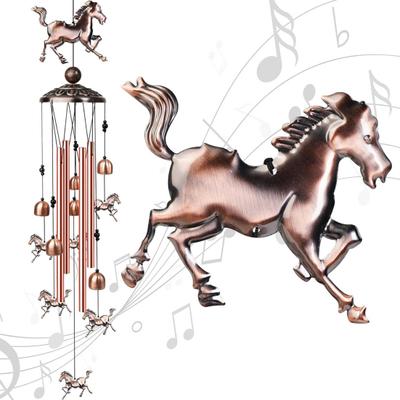 Windspiele aus Metall, handgefertigt, Windspiel mit laufendem Pferd, Retro-Windspiel mit Glocken