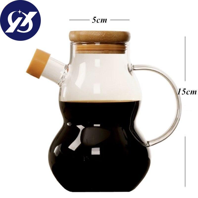 Gourd Shape Glass Leak-proof Oil Dispenser Kitchen Tool Cruet Storage Bottle Vinegar Pot Sauce Container
