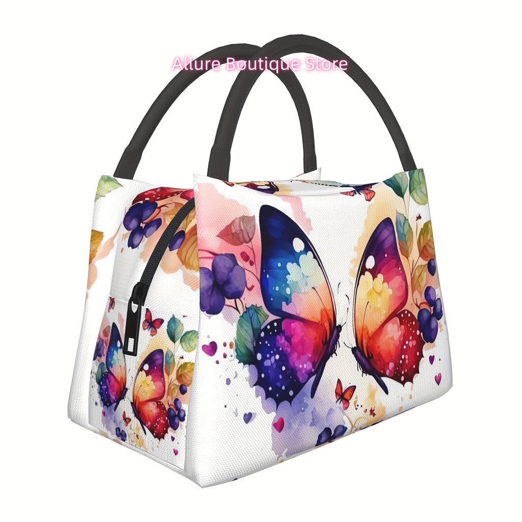 One Colorful Butterfly-Themed Reusable Cooler Bag, Perfect for Keeping Items Insulated. Ideal for Camping, Picnics, And Beach Ou