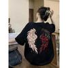 Unisex Roses & Wings Graphic Tee Loose Fit Short Sleeve Vibrant Print Lightweight Polyester Blend Casual Stylish Summer Everyday Top