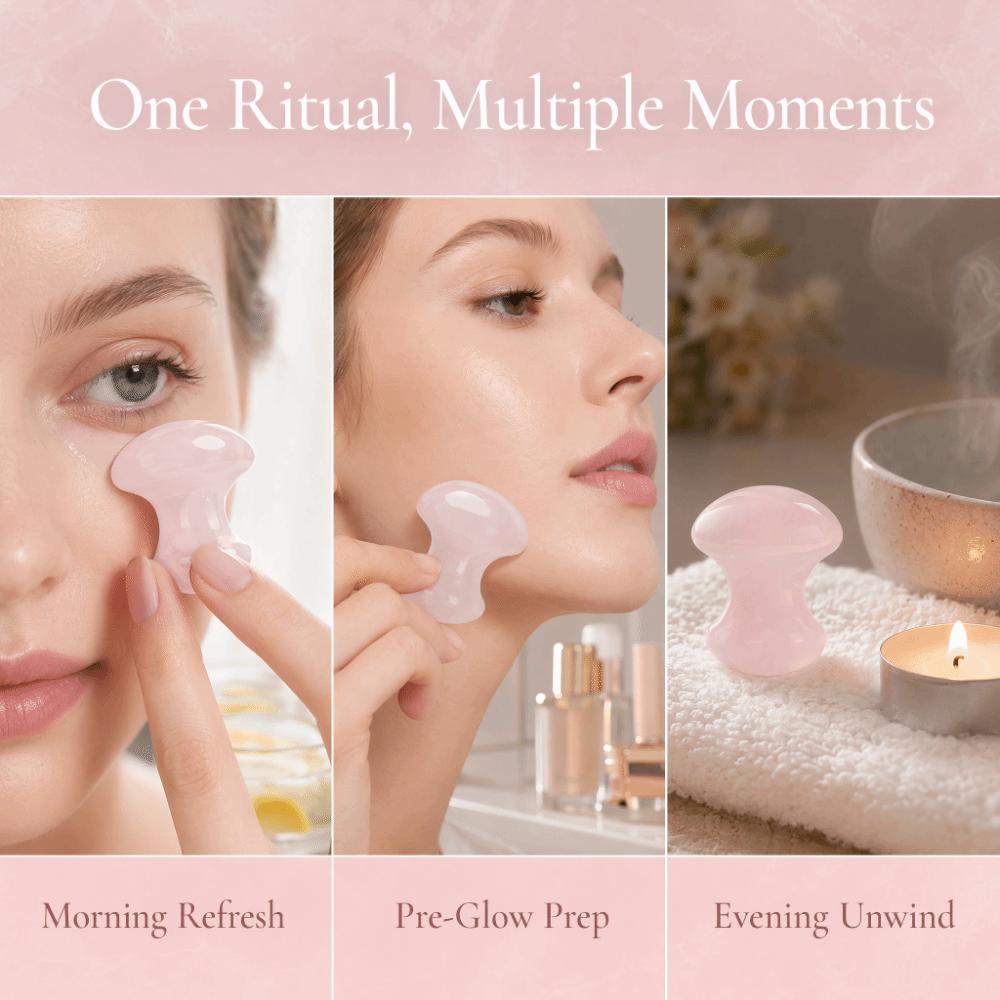 Pink Rose Quartz Massage Stone Mushroom Mushroom Massager Gua Sha Tool Neck Massage