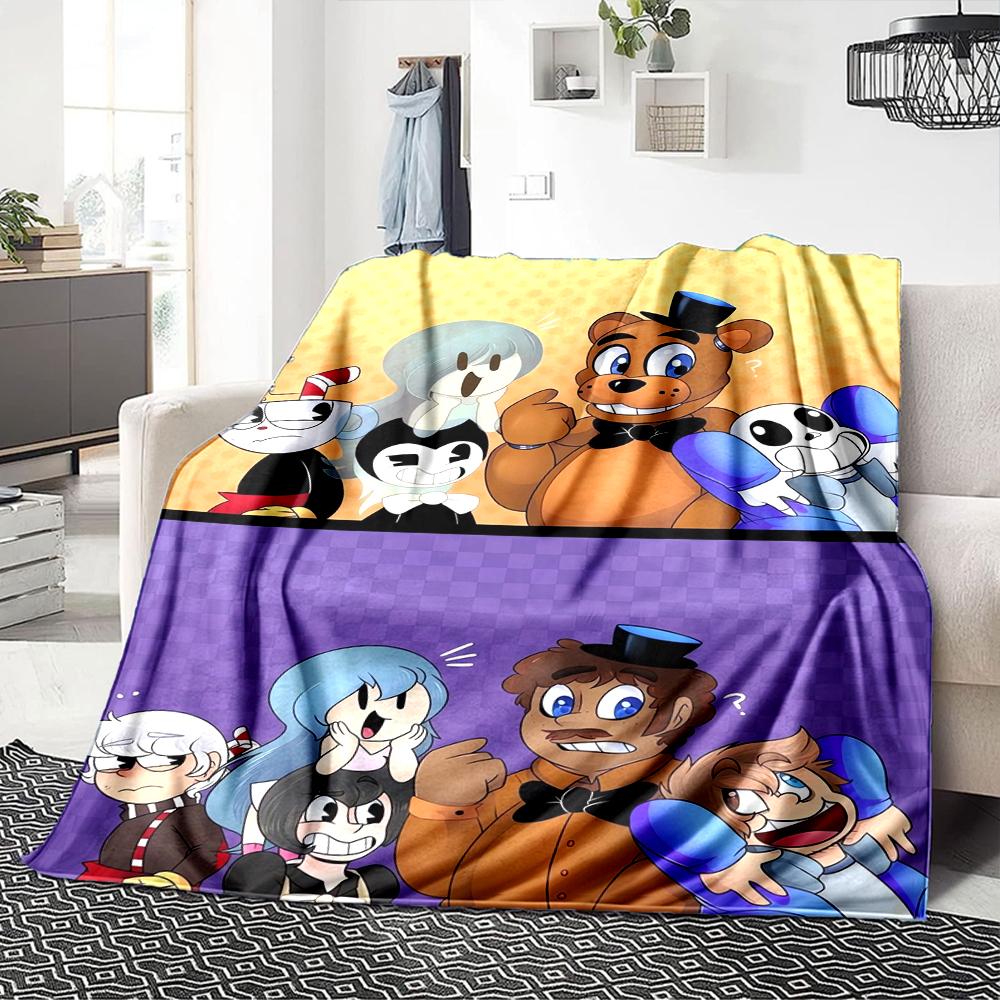 1Pc Fnaf Horror Night Poster Blanket For Couch Bed Plush Cozy Fuzzy Blanket Super Soft Warm Blankets For Fall And Winter 0918219