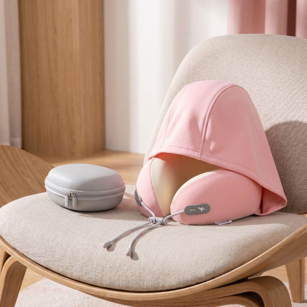 Soft Hooded Neck Pillow Portable U-Shaped Pillow Nap Travel Pillow Airplane