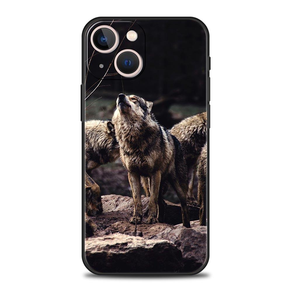 Phone Case Cover for iPhone 17 Pro Max 16 15 14 13 12 11 Pro Max Plus 17AIR Shockproof Soft TPU Shell Moon Roaring Wolf Fundas