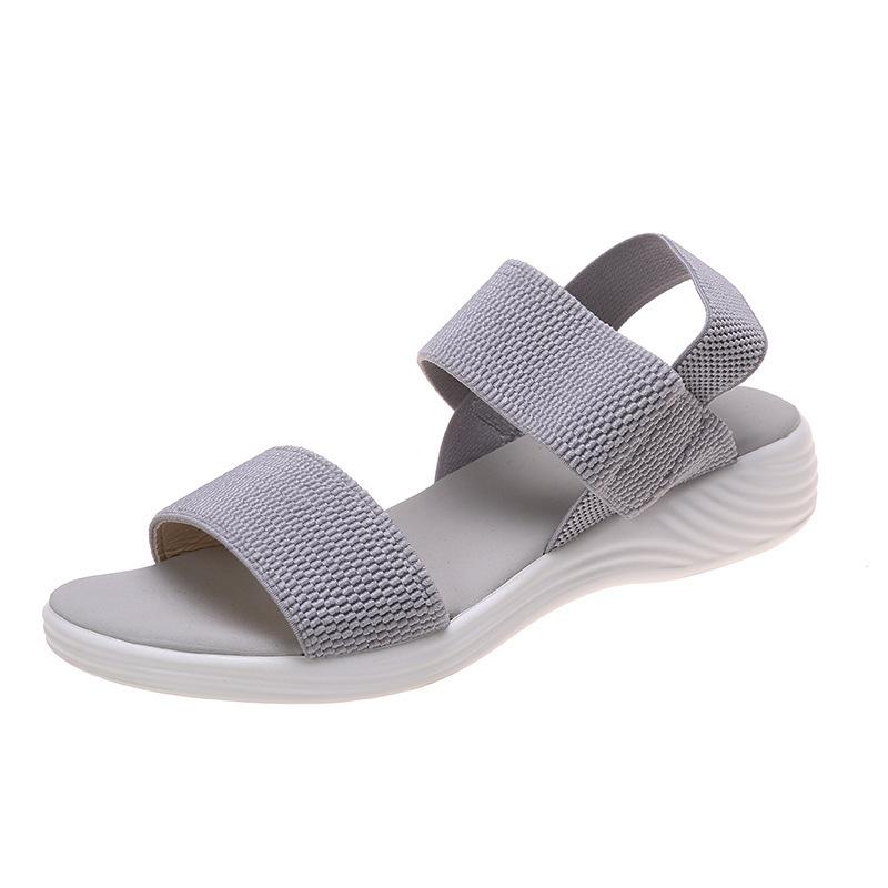 Sandals For Women Summer Flats Sandals Fish Mouth Elastic Strap Roman Ladies Beach Sandals Larger Size 42 43
